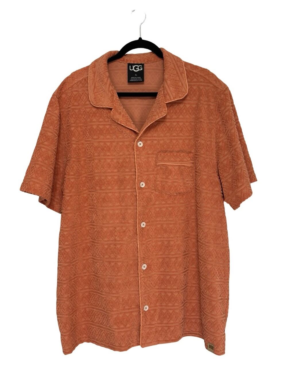 UGG Men’s Tasman Terry Braid Camp Shirt in Orange - Size XL